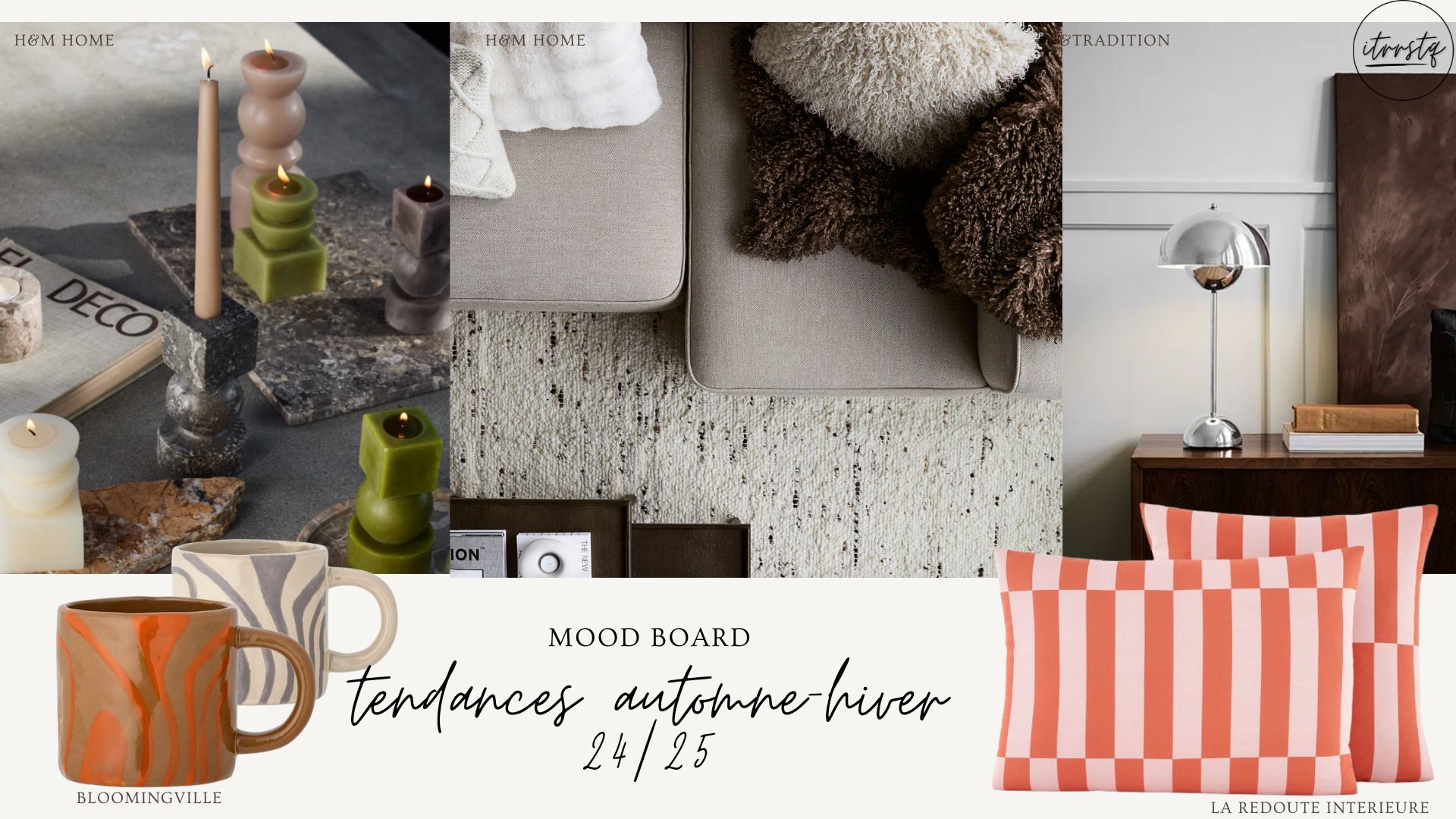 Moodbaord tendances décoration d'intérieur automne-hiver 2024/2025