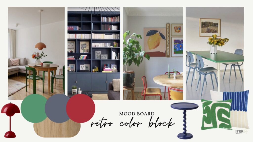 moodboard retro color block - projet Lonëx